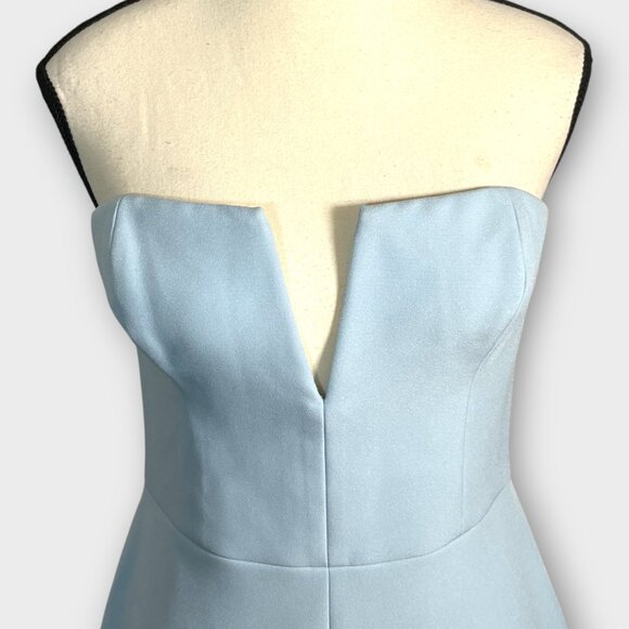 BCBGMAXAZRIA Strapless Crepe Gown Dress 6 Crystal Blue Party Cocktail Wedding - Picture 5 of 12